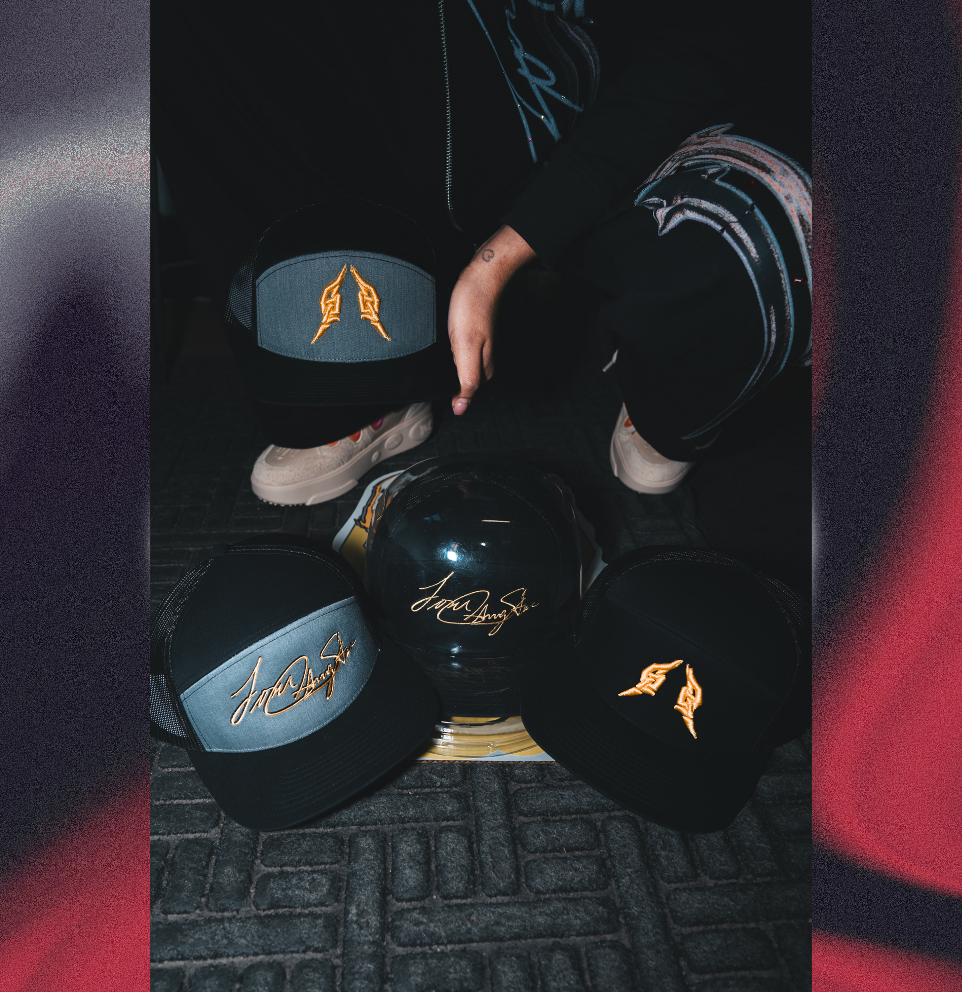 RANGERS LOW CAPS BLACK AND GRAY